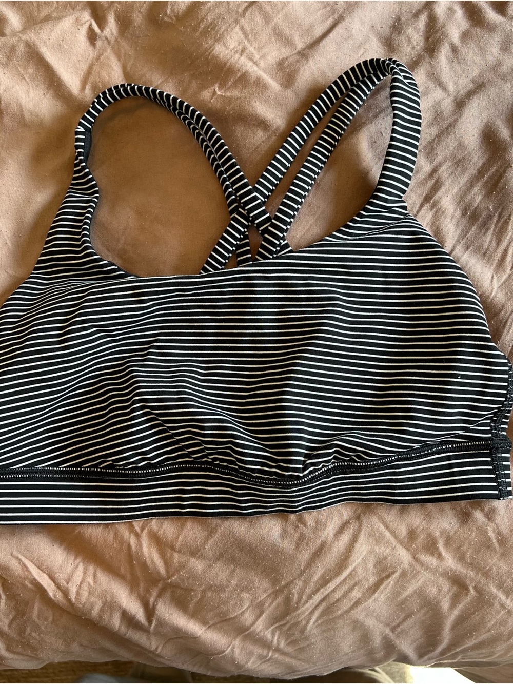lululemon athletica Black and White Striped Sports Bra